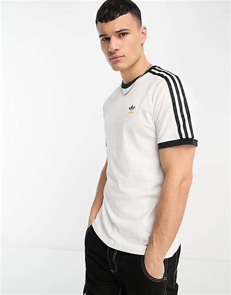 video teilen adidas originals poly-strickshirt in weiß mit drei streifen|adidas Originals 3 Streifen Tee weiß DH3188 .